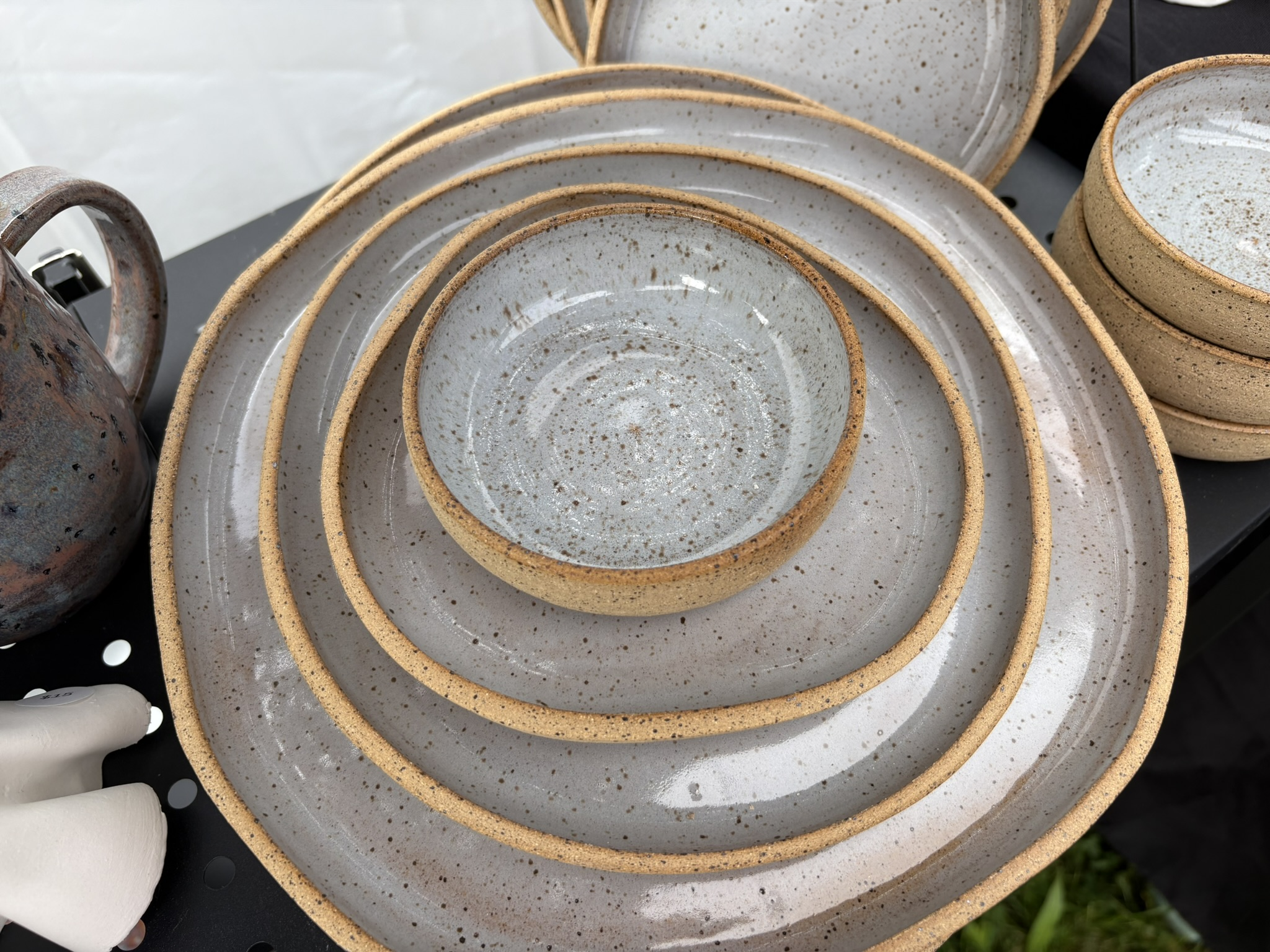 Nested irregular handmade plates and bowls